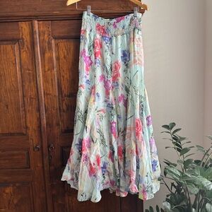 James Bryan Floral Tiered Maxi Skirt